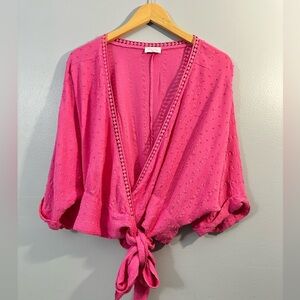 Pink Lily Fuchsia V-Neck Blouse size XL
